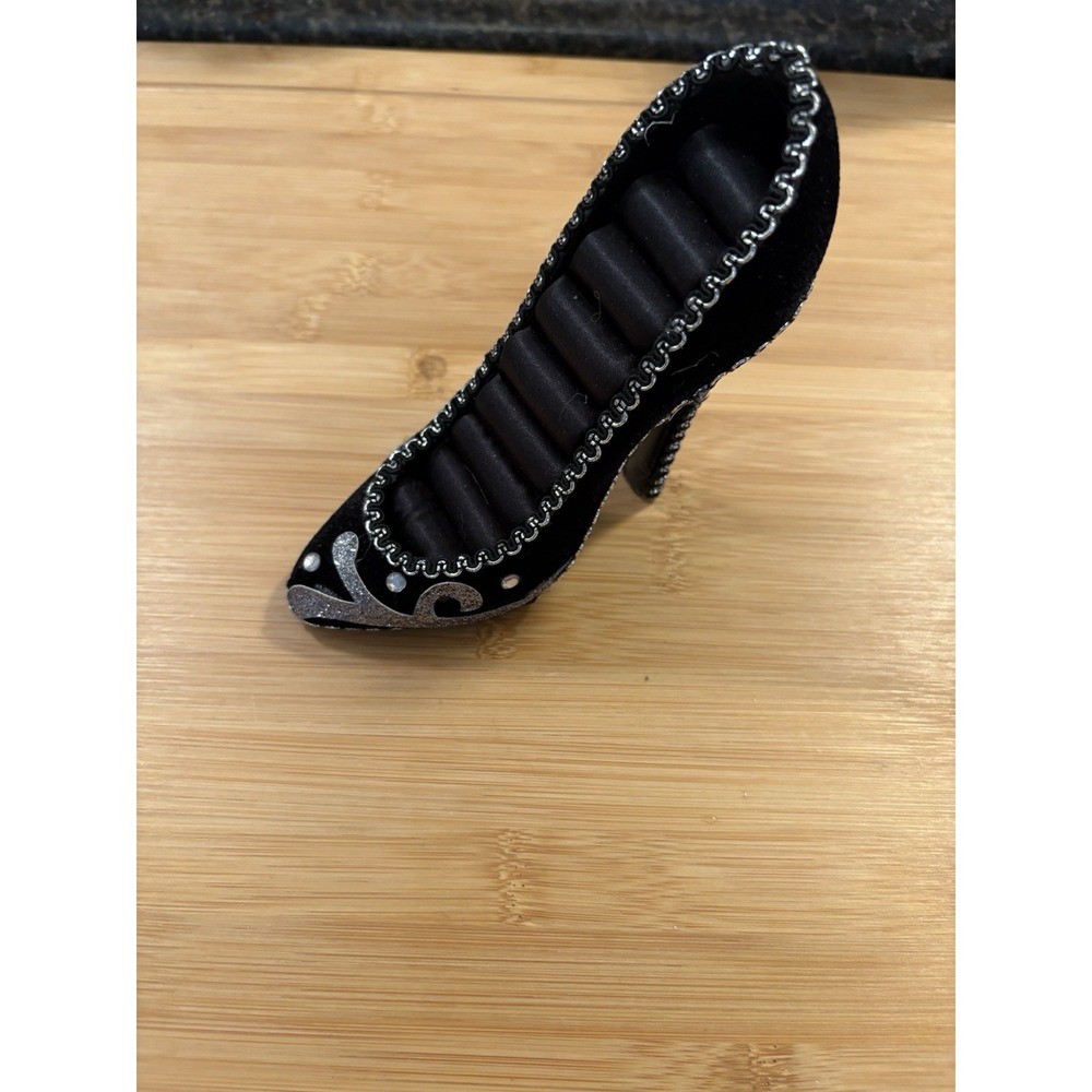 Black & Silver Shoe Ring Holder Storage High Heel Jewelry Organizer Display